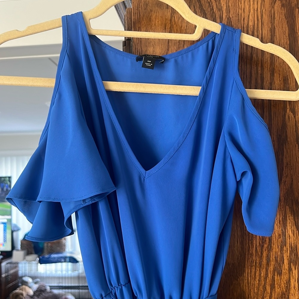 Ann Taylor Blue Cold Shoulder Dress